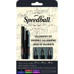 A fountain pen set with three Speedball tips